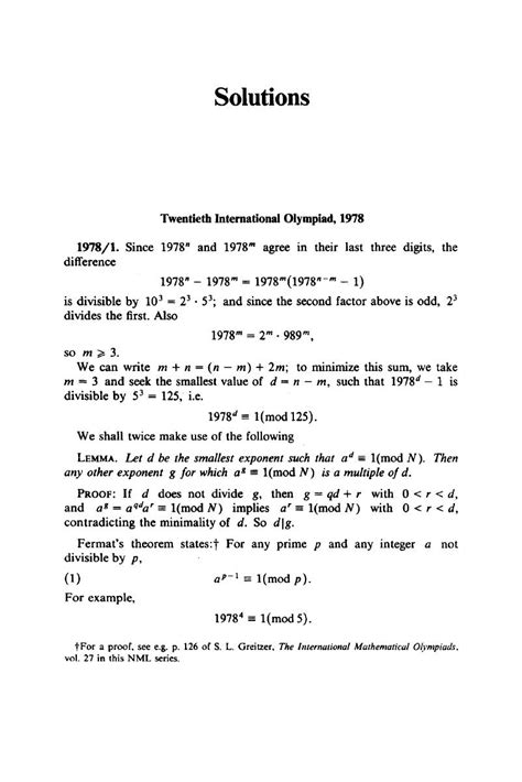 43rd Canadian <b>Mathematical</b> <b>Olympiad</b> Wednesday, March 23, 2011 <b>Problems and Solutions</b> (1) Consider 70-digit numbers n, with the property that each of the digits 1,2,3,. . Problems and solutions in mathematical olympiad pdf